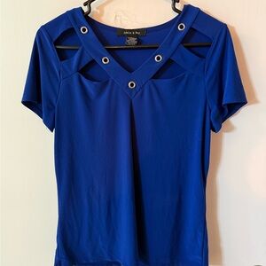 Blue Cutout Top